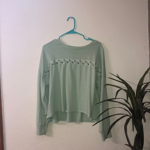 Pink Rose Tops - Teal long sleeve top